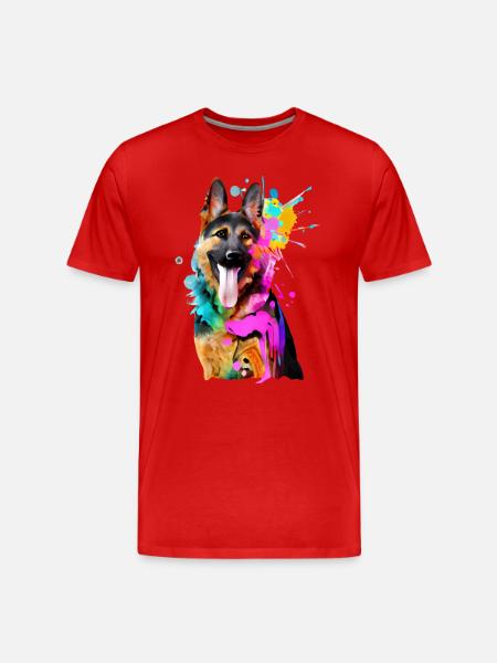 Splashes of colour German Shepherd - Men's Premium Organic T-Shirt - red