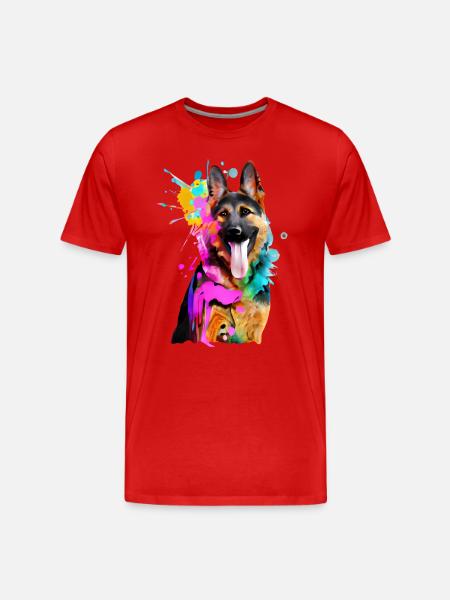 Splashes of colour German Shepherd - Men's Premium Organic T-Shirt - red