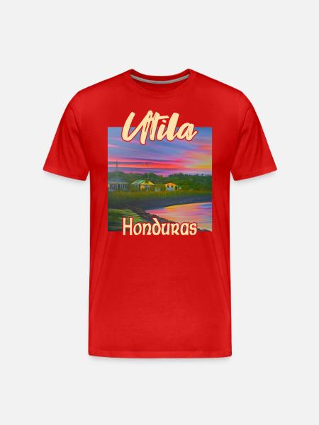 Utila, Honduras Sunset - Men's Premium Organic T-Shirt - red