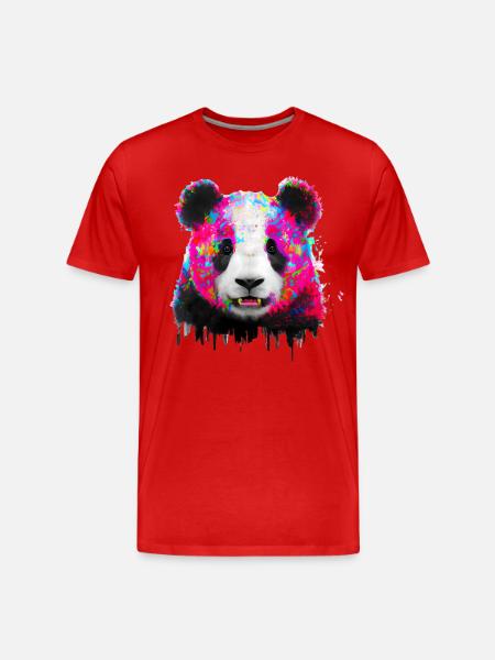 Farbexplosion Panda Bär - Männer Premium Bio T-Shirt - Rot