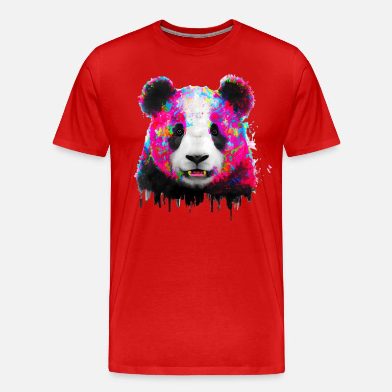 Farbexplosion Panda Bär - Männer Premium Bio T-Shirt - Rot