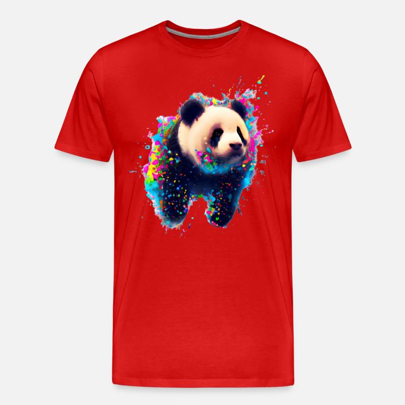 Farbexplosion Panda Bär - Männer Premium Bio T-Shirt - Rot