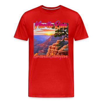 Coucher de soleil sur la rive nord du Grand Canyon - T-shirt bio Premium Homme - rouge - Devant - Damien (186cm)