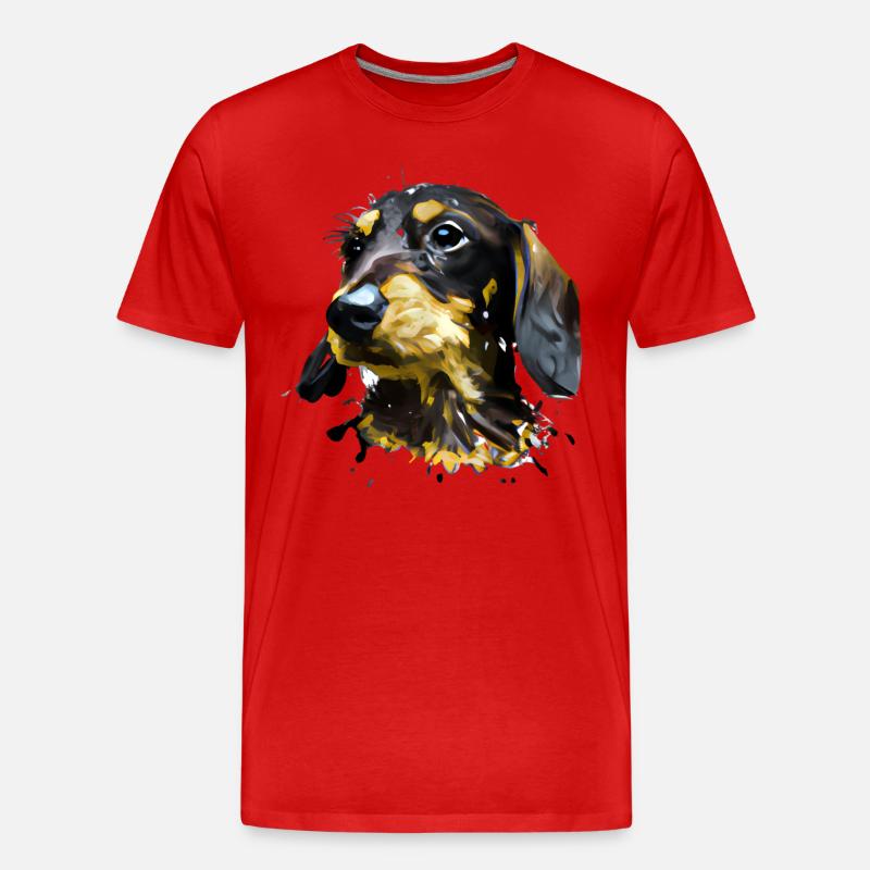 Bunter Dackel - Männer Premium Bio T-Shirt - Rot