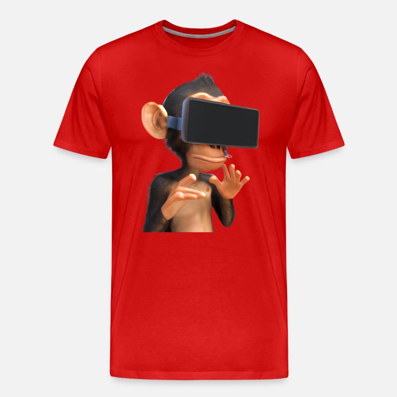 Affe mit VR-Brille - Männer Premium Bio T-Shirt - Rot