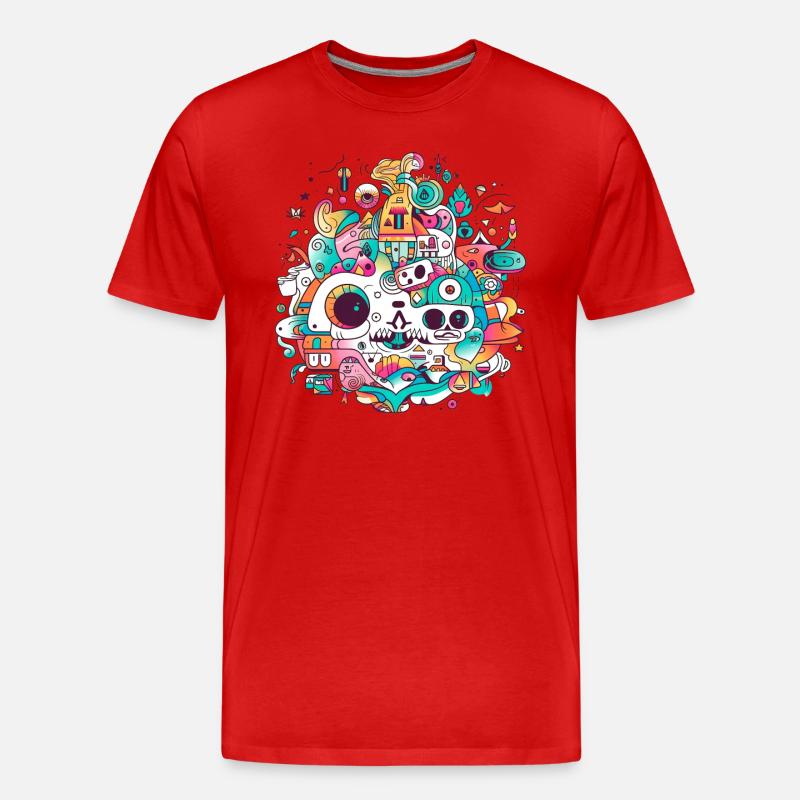 Trippiges Design - Männer Premium Bio T-Shirt - Rot