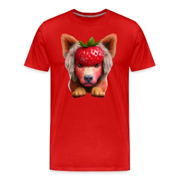 Erdbeerhund Hund - Männer Premium Bio T-Shirt - Rot - Vorne - Damien (186cm)