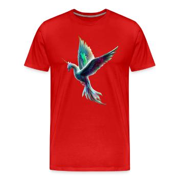 Einhorn Vogel - Männer Premium Bio T-Shirt - Rot - Vorne - Damien (186cm)