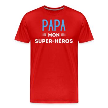 Papa mon super héros - T-shirt bio Premium Homme - rouge - Devant - Damien (186cm)