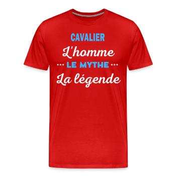 CAVALIER homme mythe légende - T-shirt bio Premium Homme - rouge - Devant - Damien (186cm)