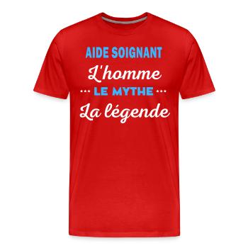 AIDE SOIGNANT homme mythe légende - T-shirt bio Premium Homme - rouge - Devant - Damien (186cm)