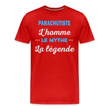 PARACHUTISTE homme mythe légende - T-shirt bio Premium Homme - rouge - Devant - Damien (186cm)
