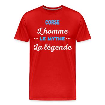 CORSE homme mythe légende - T-shirt bio Premium Homme - rouge - Devant - Damien (186cm)