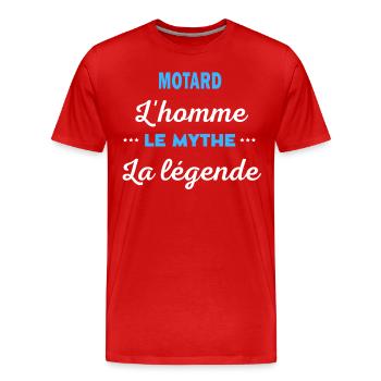 MOTARD homme mythe légende - T-shirt bio Premium Homme - rouge - Devant - Damien (186cm)