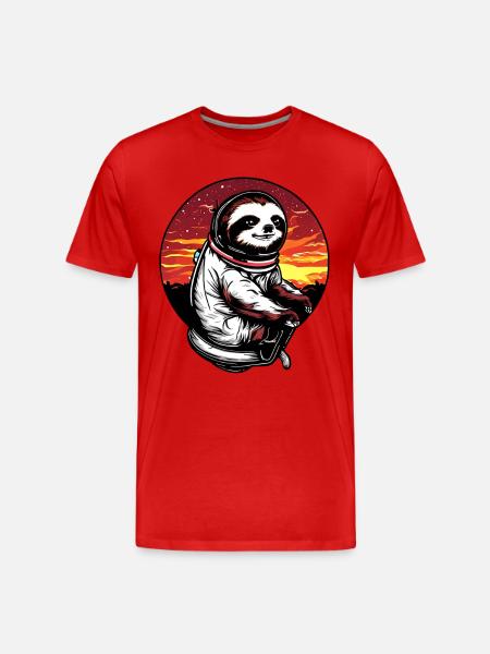 Lazyer in space at sunset - Men's Premium Organic T-Shirt - red
