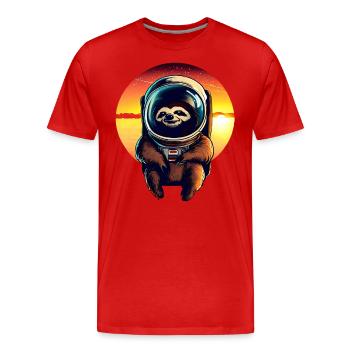Faulenzer im Weltraum im Sonnenuntergang - Männer Premium Bio T-Shirt - Rot - Vorne - Damien (186cm)