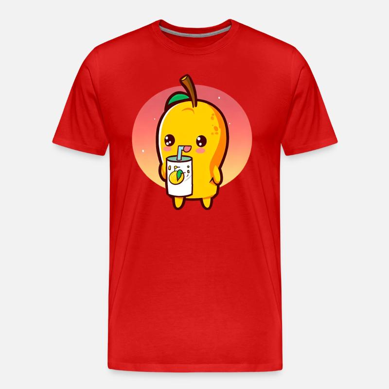 Erfrischende Mango genießt Mangosaft - Männer Premium Bio T-Shirt - Rot