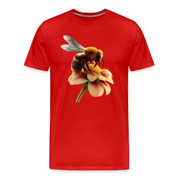Abeille sur fleur - T-shirt bio Premium Homme - rouge - Devant - Damien (186cm)