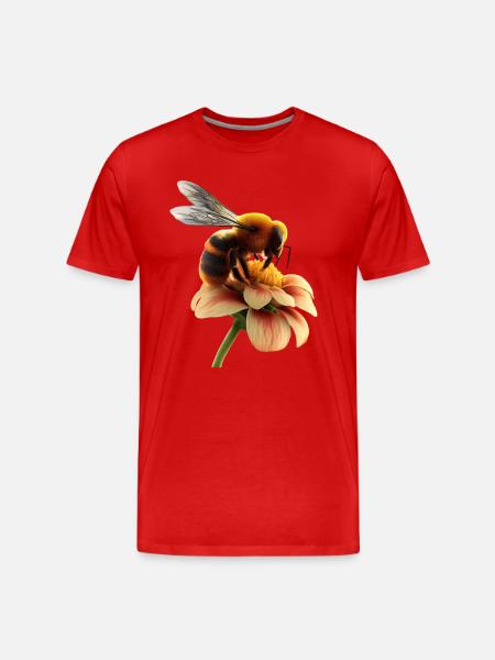 Bee on flower - Men's Premium Organic T-Shirt - red