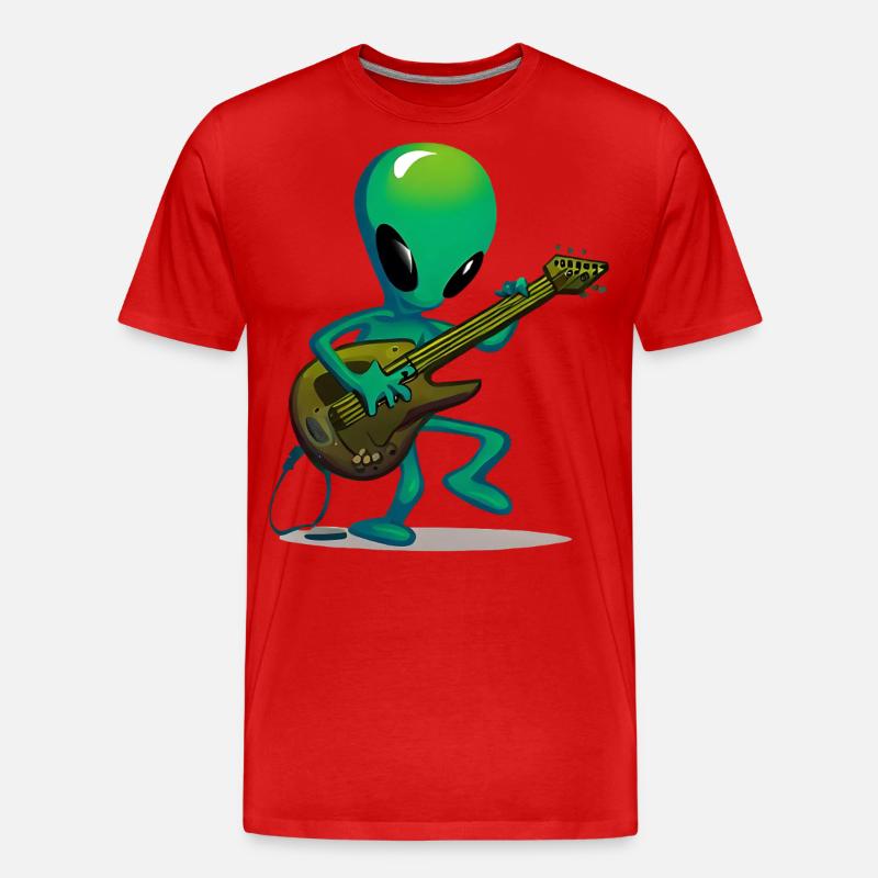 Alien Gitarrist - Männer Premium Bio T-Shirt - Rot