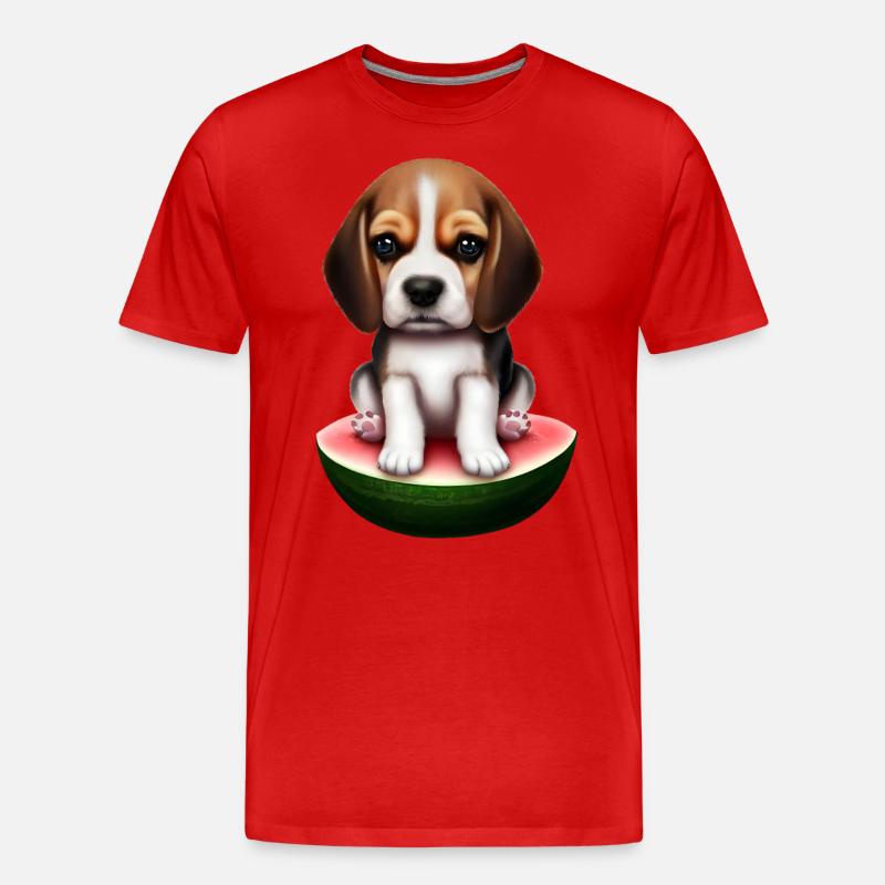 Baby Beagle sur pastèque - T-shirt bio Premium Homme - rouge