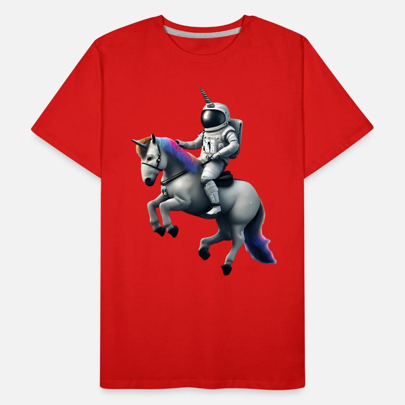 Astronaut auf Einhorn mit Einhorn Helm Männer Premium Bio T-Shirt