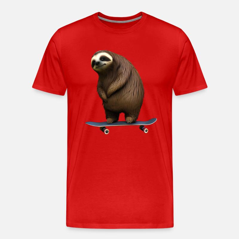 Skateboard Sloth - Men's Premium Organic T-Shirt - red