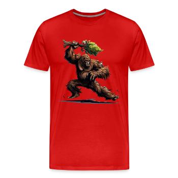 Bigfoot en colère - T-shirt bio Premium Homme - rouge - Devant - Damien (186cm)
