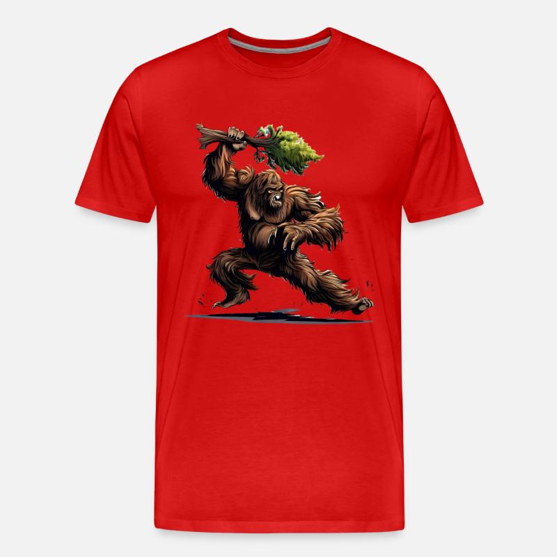 Wütender Bigfoot - Männer Premium Bio T-Shirt - Rot