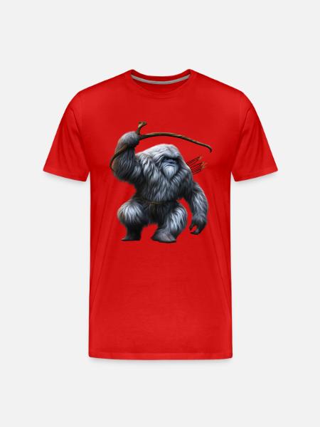 Yeti with bow and arrow - Men's Premium Organic T-Shirt - red