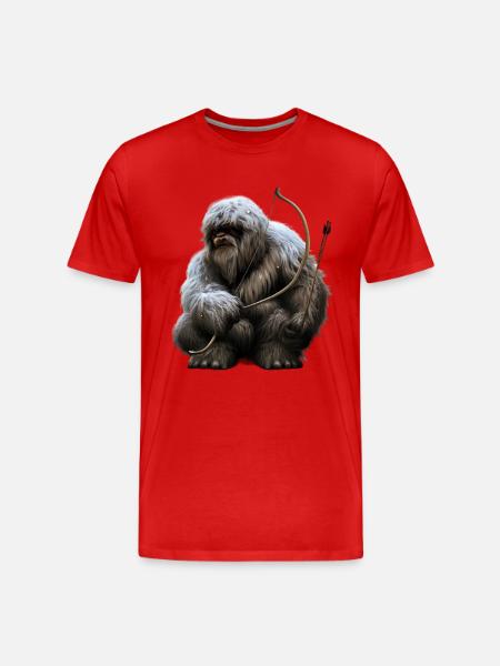 Yeti with bow and arrow - Men's Premium Organic T-Shirt - red