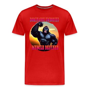 Définition musculaire incarnée de dominance - T-shirt bio Premium Homme - rouge - Devant - Damien (186cm)