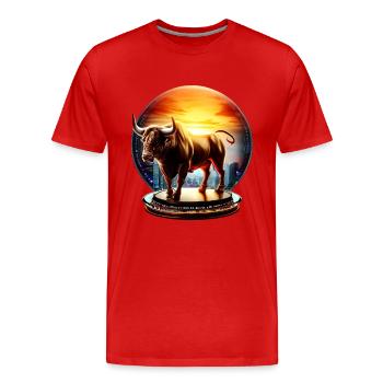 Stock market bull for the bull market stocks - Men's Premium Organic T-Shirt - red - Front - Damien (186cm)