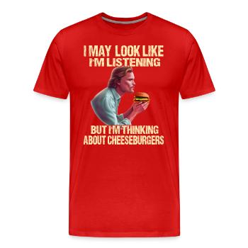 Thoughts of cheeseburgers - Men's Premium Organic T-Shirt - red - Front - Damien (186cm)