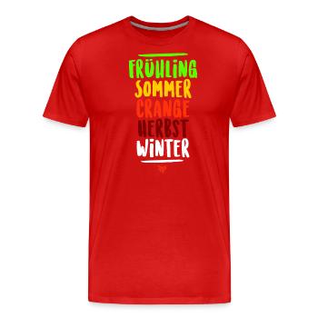 fünfte jahreszeit - Männer Premium Bio T-Shirt - Rot - Vorne - Damien (186cm)