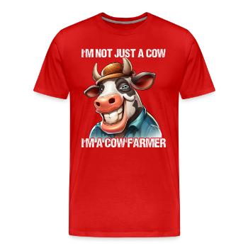 Bauer Kuh - Männer Premium Bio T-Shirt - Rot - Vorne - Damien (186cm)