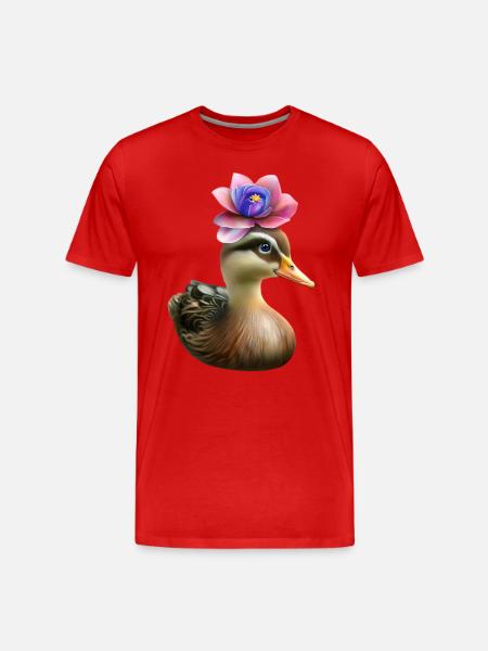 Duck with flower hat - Men's Premium Organic T-Shirt - red