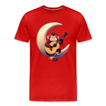 Musikalischer Affe im Halbmond - Männer Premium Bio T-Shirt - Rot - Vorne - Damien (186cm)