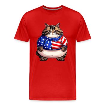 American Flag Cat - Men's Premium Organic T-Shirt - red - Front - Damien (186cm)