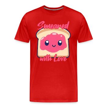 Kawaii Toast Smeared with Love - Men's Premium Organic T-Shirt - red - Front - Damien (186cm)