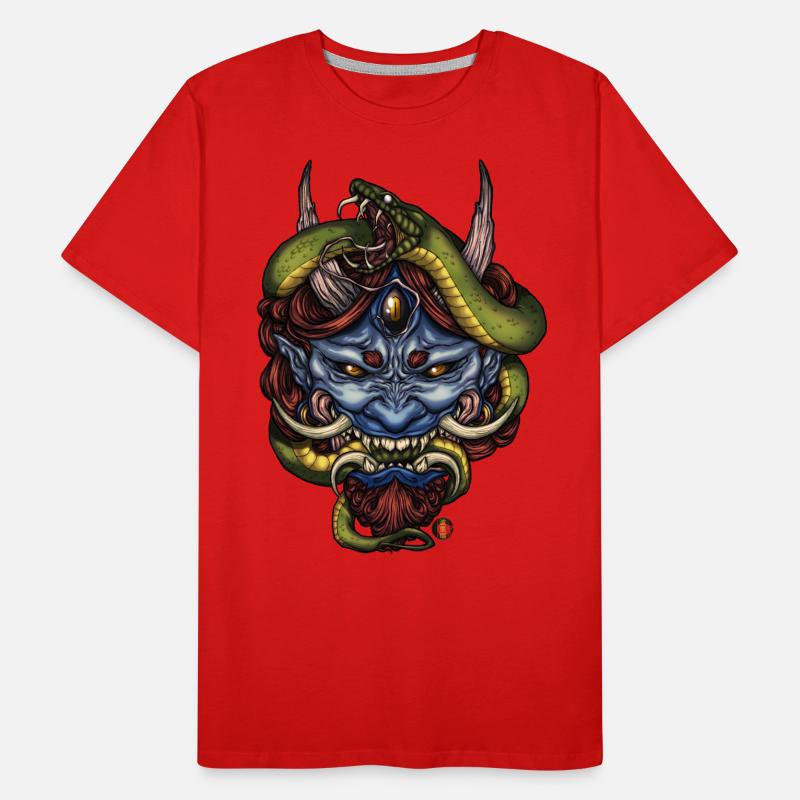 Schlangenblauer Oni-Dämon Männer Premium Bio T-Shirt