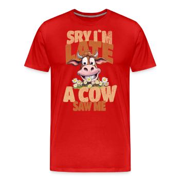 vache vaches agriculteur agriculture agriculteur - T-shirt bio Premium Homme - rouge - Devant - Damien (186cm)