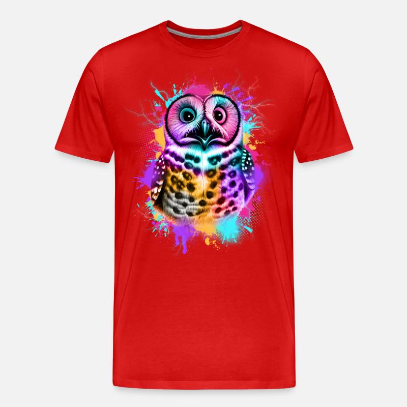 Eule Bunte Graffiti Eule - Männer Premium Bio T-Shirt - Rot