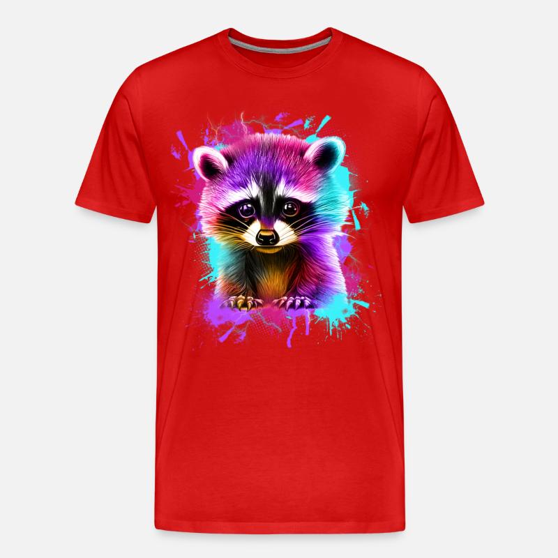 Waschbär - Männer Premium Bio T-Shirt - Rot