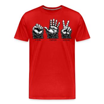 Stein Papier Schere - Männer Premium Bio T-Shirt - Rot - Vorne - Damien (186cm)