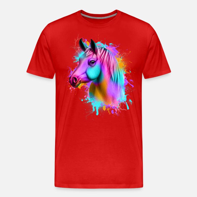 Pferd Graffiti Bunt - Männer Premium Bio T-Shirt - Rot