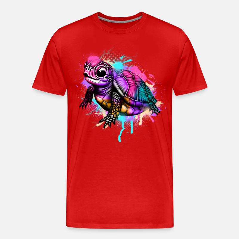 Schildkröte Graffiti Bunt - Männer Premium Bio T-Shirt - Rot