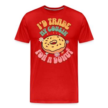 Donut - Männer Premium Bio T-Shirt - Rot - Vorne - Damien (186cm)