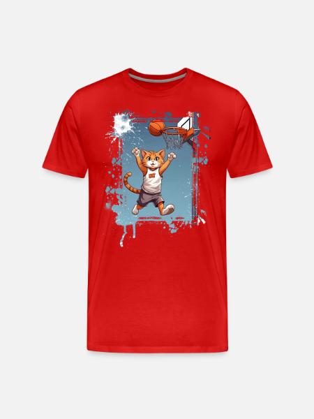 Joueur de basket-ball chat - T-shirt bio Premium Homme - rouge