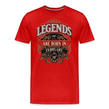 1987 February Born Birthday Year of birth - Men's Premium Organic T-Shirt - red - Front - Damien (186cm)